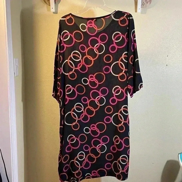 Masai Women’s Sz S Black Circle Print Midi Dress Tie Knot Detail Pockets Viscose - Picture 2 of 9